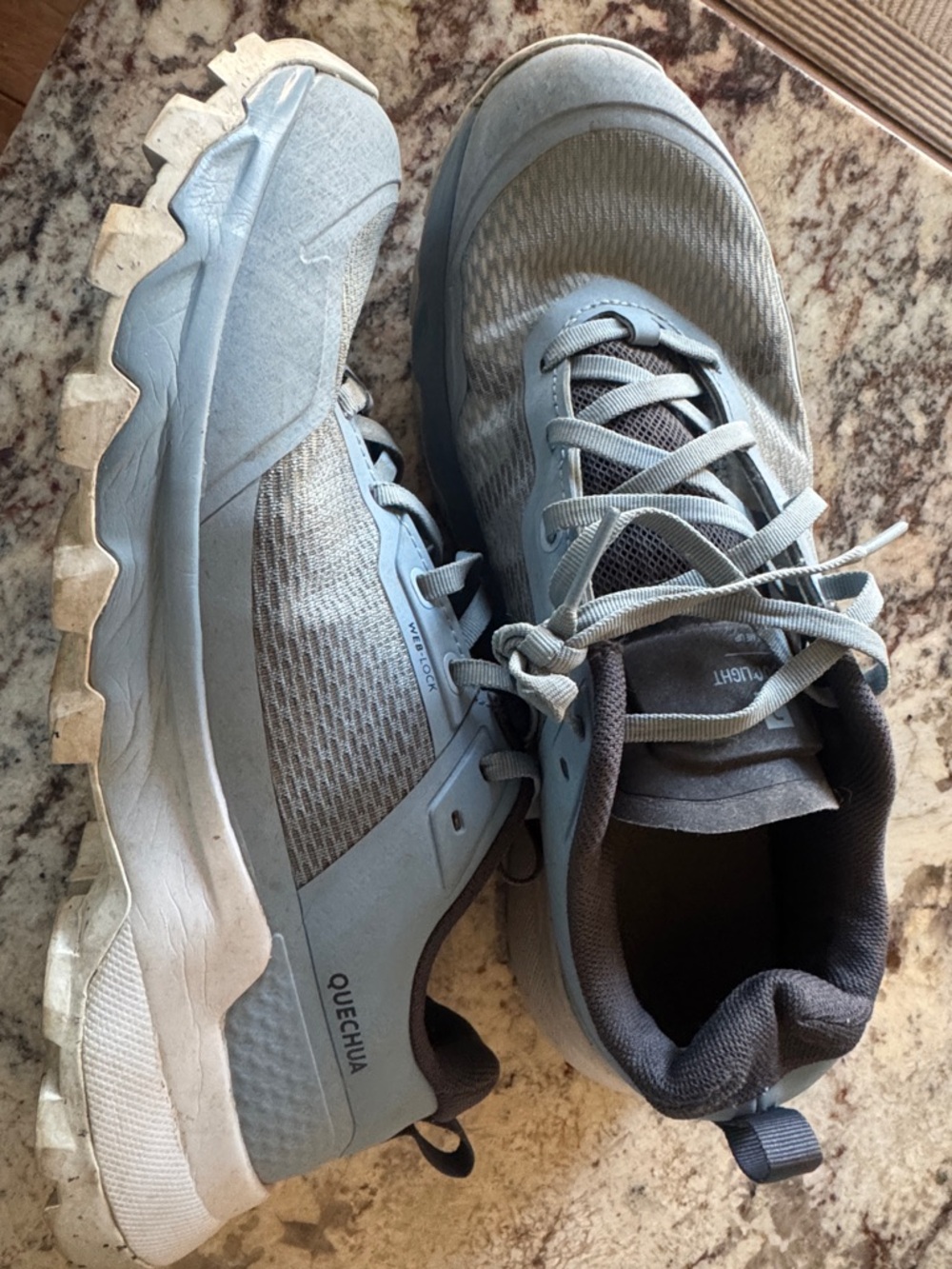 Quechua Pale Blue Men's Trail Shoes with Gray Accents